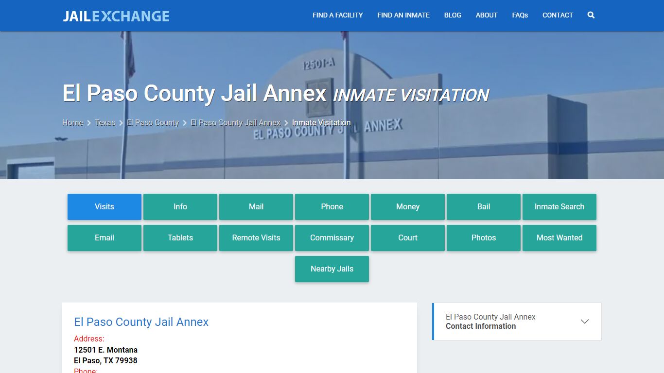 Inmate Visitation - El Paso County Jail Annex, TX - Jail Exchange