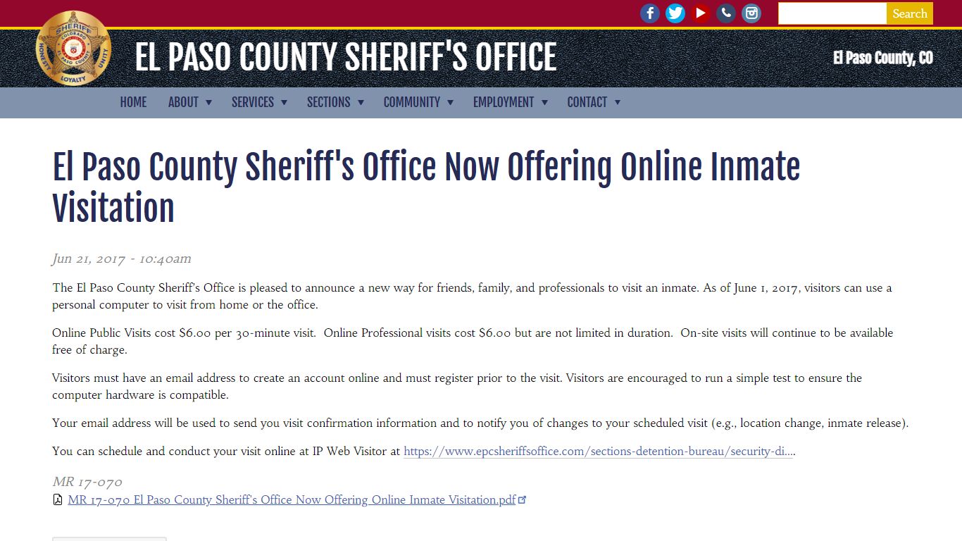 El Paso County Sheriff's Office Now Offering Online Inmate Visitation ...